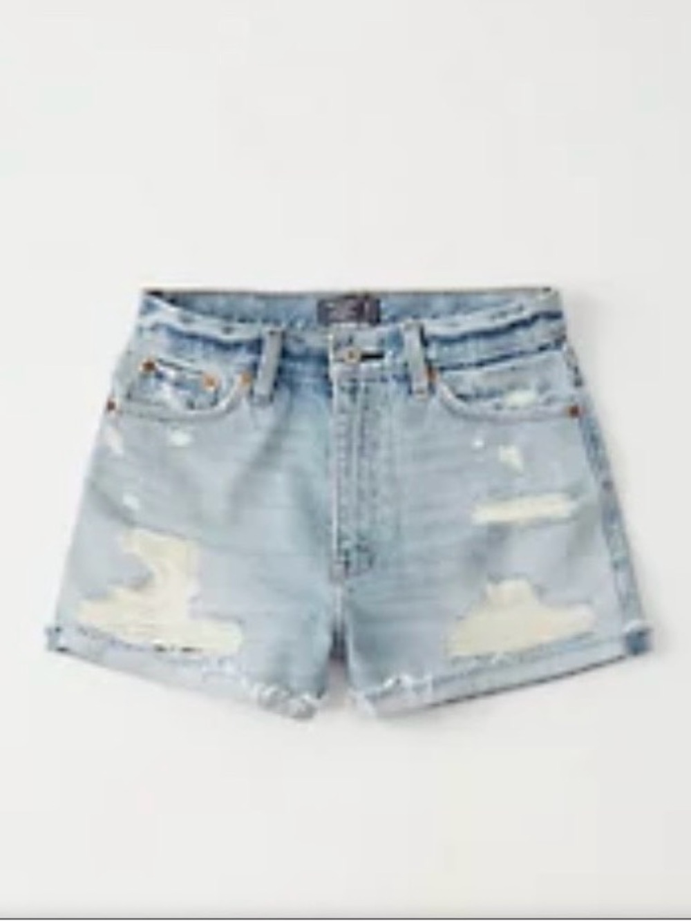 Abercrombie & Fitch Annie High Rise Denim Jean Shorts in Light Ripped Wash